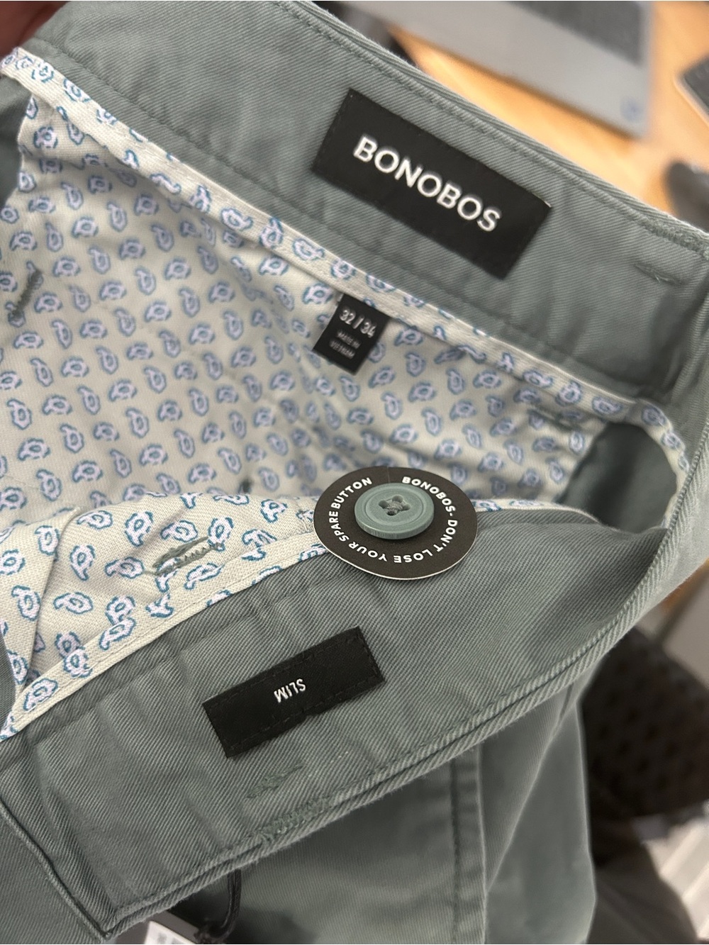 Bonobos Men's Gray/Light Green Stretch Washed Chinos - Picture 2 of 3